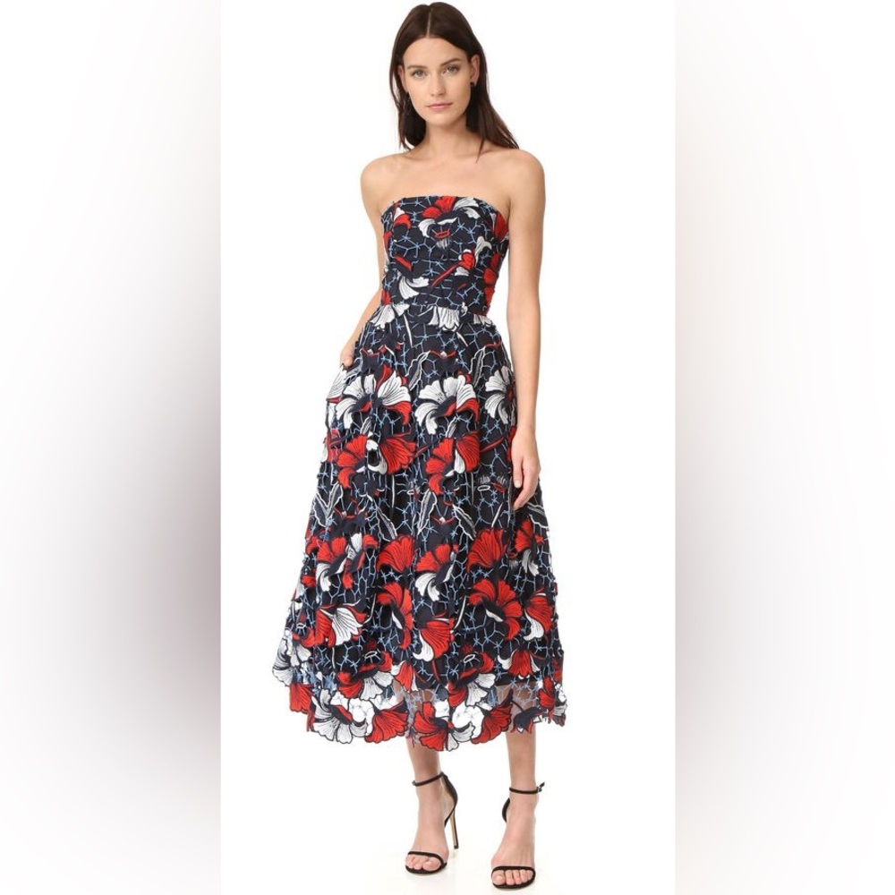 Nicholas Amelie Strapless Lace Floral Dress US 4